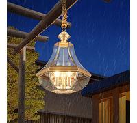 Lanterne Externe en cuivre IP44 Lampe Suspendue étanche extérieure E14 Plafonnier antirouille à 3 lumières Luminaire Suspendu Pavillon Éclairage de véranda