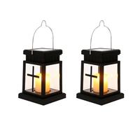 Lanterne funéraire cimetière résistante aux intempéries - Lanterne solaire pour l'extérieur - Lampe funéraire pour tombe - Noire - Avec bougies LED - Petite lanterne à bougie - Cadeau pour deuil (C*2)