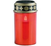 Lanterne funéraire - Lunartec - LED Solaire - Rouge - 12,5 cm - 60 heures d'éclairage