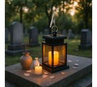 Lanterne FunéRaire RéSistante Aux IntempéRies, Lanterne Solaire Exterieur FunéRaire, Suspension éClairage De CimetièRe Lanterne Bougie, Avec Bougies Led, Pour éClairage FunéRaire Et Cadeaux (B)