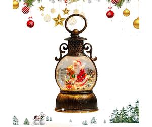 Lanterne Globe De Noël - Boule De Neige Rétro Lumineuse En Résine ABS | Lampe Musicale Rotative À Paillettes 8,2 × 19 Cm Avec Alimentation USB/batterie Et Minuterie De 6 Heures Pour Utilisation Sur Ma