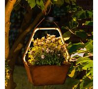 Lampe solaire d'extérieur Décoration de jardin Lampe suspendue Corbeille, Lampe LED de terrasse Jardin Pot de fleurs, métal rouillé, 45x LED blanc chaud, LxlxH 20x11x34,5 cm