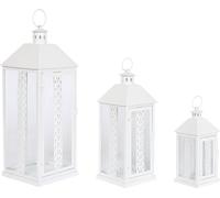 Lanterne Home ESPRIT Blanc Cristal Fer Shabby Chic 20 x 20 x 55 cm (3 pièces)