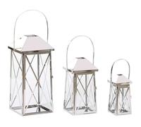 Lanterne Home ESPRIT argenté cristal acier chromé 20 x 20 x 48 cm (3 pièces)