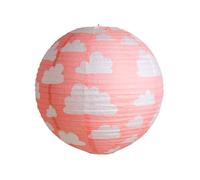 Lanterne Japonaise Rose corail à nuages diam. 35 cm Lampion boule Papier à suspendre