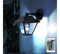 Lanterne Lampe D'Extérieur Murale LED Dimmable Verre Noir Aluminium Éloigné RGB