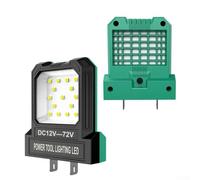 Lanterne LED 14 W pour éclairage de travail portable utilisant des batteries d'outils électriques de 12 V à 72 V avec prise réglable et contacts métalliques (vert)
