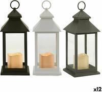 Lanterne LED Blanc Noir Cristal Plastique 13,5 x 34,5 x 13,5 cm (12 pièces)