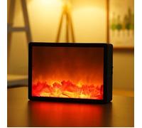 Lanterne LED de cheminée - Décorative - USB et Piles - 30x21x7.8CM - Blanc et Noir - Design Contemporain Label