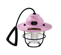 Lanterne LED en forme de cheval rétro rechargeable par USB Luminosité réglable pour camping et fêtes de jardin Corps en fer Support suspendu Rose