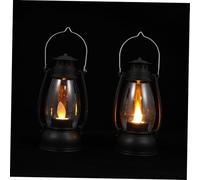 Lanterne LED Vintage Halloween, Porte-Lampe Rétro Noir Poignée | Pack de 2 Unités pour Ambiance Festive, Piles Incluses, Design Simple et Élégant