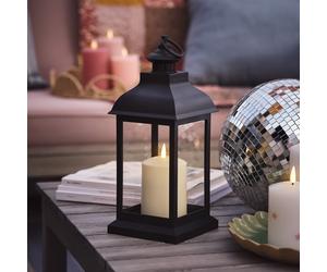 Lanterne Lumineuse Trentham Noire avec Bougie d'Extérieur TruGlow® et Télécommande