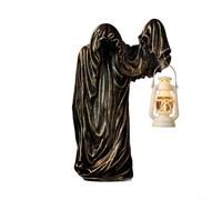 Lanterne magicienne homme mystérieux, décoration créative d'Halloween noire, lanterne magicienne noire mystérieuse pour Halloween, décoration d'intérieur ou d'extérieur (doré)