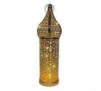 Lanterne marocaine en fer creux sur le thème du Ramadan avec éclairage décoratif pour décoration élégante de la maison et de la table de fête (L)
