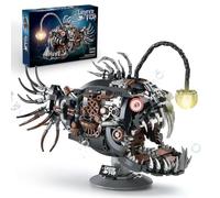 Lanterne mécanique Poisson Briques de construction compatibles avec les marques célèbres - 1038 pièces - Animaux créatifs - Technique Steampunk Rétro Océan-Moc Déco - Kit de modélisme avec lumière