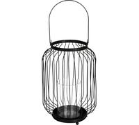Lanterne métallique BURI avec insert en verre Porte-bougie Lanterne en verre Bougeoir Lampe à suspendre, couleur:noir
