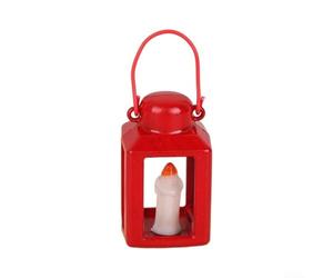 Lanterne miniature à l'échelle 1:12 fabriquée en fer et ABS avec flamme de bougie réaliste à exposer dans les intérieurs historiques rustiques ou élégants de maisons de poupée (rouge)