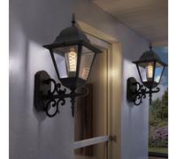 Lanterne Murale Extérieur Applique Lampe de Balcon E27 Noir Alu Verre Clair Cour