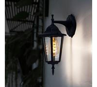 Applique murale lanterne d'extérieur lanterne murale lampe de cour noir éclairage de façade lampe d'extérieur, verre clair, 1x E27, DxLxH 20,8x17x36 cm