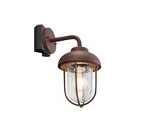 Lanterne murale extérieure en aluminium aspect rouille avec fixation d'angle, hauteur 33 cm