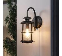 Lanterne murale extérieure rétro étanche applique murale abat-jour en verre noir lampe extérieure en aluminium vintage lumière extérieure E27 éclairage mural intérieur pour portes de balcon appliques