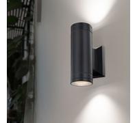 Lanterne Murale Extérieure Up & Down 2 Lumières LED IP44 Gris Verre H 15,5 cm