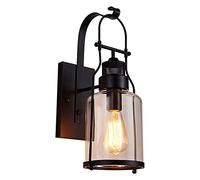 Lanterne Murale Industrielle rétro en métal E27, 1 lumière, Applique Murale Noire pour Loft, décoration en Verre Antique Vintage