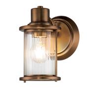 Lanterne murale lampe de salle de bain applique IP44 acier vieux laiton verre clair E14