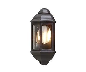 Lanterne murale LED extérieure, demi-coque de style maison de campagne nostalgique, noire