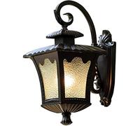 Lanterne murale noire avec lampe en verre transparent finition étanche murale étanche Asle Patio Verre Spot Lumières de jardin Classical Garden Verre Lanterne européenne Traditionnel Maisée en Chine