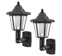 Lanterne Murale Solaire 2 Pièces, Applique Murale LED étanche pour Jardin Extérieur à Induction Automatique, Lanterne Murale Solaire avec Capteur de Lumière, Lampe de Porche Hexagonale(Noir)