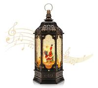 Lanterne Noel,Lanterne Boule à Neige Musicale LED de Noël,Lampe de Noel Lumineux Bonhomme et Flocon de Neige avec Christmas Songs, pour Décoration Noel Intérieure, Prise USB ou Alimenté par Pile