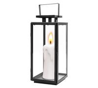 Lanterne noire en métal de 21 cm pour bougies, décoration d'extérieur, lanterne funéraire en métal, lanterne de cimetière, bougie résistante aux intempéries pour murs d'extérieur, salon, tables, bars