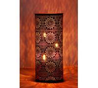 Photophore marocain Amelle Noir 30cm Grand métal | Bougeoir Lanterne Marocaine pour l’extérieur au Jardin l’intérieur sur la Table | Photophores marocains comme décoration de Maison Orientale