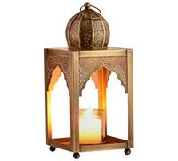 Lanterne orientale Marrakech Yasma en métal - 31 cm - Photophore marocain moderne comme décoration élégante pour balcon, jardin ou salon