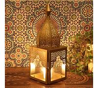 Lanterne orientale Modena Gold M 45 cm en verre et métal en forme de minarette marocaine - Lanterne en verre - Photophore - Décoration - Idée cadeau pour la fête des mères, Pâques IRL650