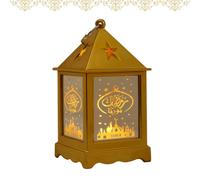 Lanterne orientale pour décoration du Ramadan - Photophore fait à la main pour l'intérieur et l'extérieur - Fonctionne avec piles et utilisation polyvalente (1 doré)