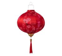 Lanterne Ovale Traditionnelle en Soie, Lanterne Suspendue en Soie vietnamienne Rouge, Ronde, Motif Fleur de Prunier Chinois, 12 à 20 Pouces(20inch)