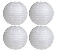 Lanterne Papier Blanc, 4 Pièces, Lampions Blancs Suspendus, Suspension Rondes Boule Papiers, Lanternes Déco pour Mariage