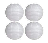 Lanterne Papier Blanc, 4 Pièces, Lampions Blancs Suspendus, Suspension Rondes Boule Papiers, Lanternes Déco pour Mariage Anniversaire Jardin Fête, Décoration Festive Intérieure et Extérieure, 20 cm