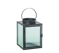 Lanterne Porte-Bougie en métal de Sol ou de Table Noire 14 x 14 x 20 cm