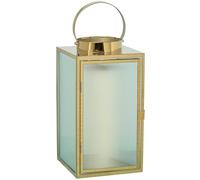 Lanterne Porte-Bougie en métal pour Sol ou Table chromée dorée 16 x 16 x 30 cm