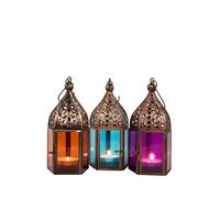 Lanterne Porte-Bougies Kerzendeko 3er Set Métal Cuivré (E)
