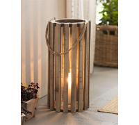 Lanterne "Recyclé" en bois recyclé avec verre photophore, Ø 28 x 58 cm, grande lanterne en bois, colonne à bougies