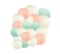 Lanterne Ronde en Papier 20 pièces Ivoire Menthe Vert pêche Lanterne en Papier 8 "10" 12 "Boule de Papier Ronde pour Mariage extérieur Jardin Suspendu décoration de la Maison Décorations suspendues