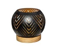 Lanterne ronde exotique LED en métal - Design 1 - Noir - D 14,5 x H 13,5 cm