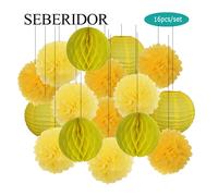 Lanterne Ronde Pliante en Papier Jaune pour Bébé Garçon et Fille, Décor de ixde 2e Anniversaire, Mariage, Baptême, Bricolage, Pompon en Tissu, Nid d'Abeille Purple White Set