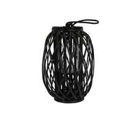 ECD Germany Lanterne Rotin 40 x Ø 26 cm Poignée Bois Naturel Noir Aspect Vannerie Osier Noir