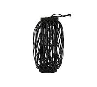 ECD Germany Lanterne Rotin 50 x Ø 28 cm Poignée Bois Naturel Noir Aspect Vannerie Osier Noir