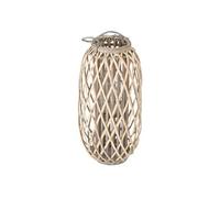 Lanterne Rotin 60 x Ø30 cm Poignée Bois Naturel Gris/Marron Aspect Vannerie